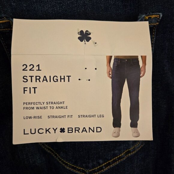 Lucky Brand NWT 221 Straight Fit Dark Wash Jeans 5 Pocket Dark Wash Size 38x32 - Picture 8 of 12